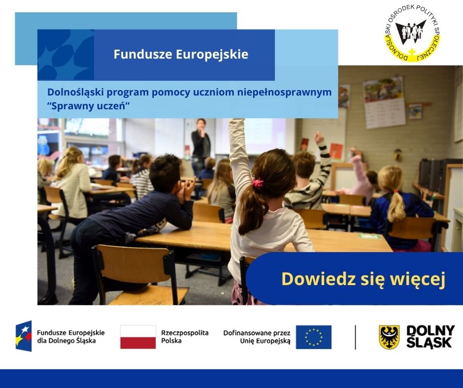 Ilustracja aktualności: Lista rankingowa uczniów zakwalifikowanych do otrzymania stypendium w ramach projektu pn. "Dolnośląski program pomocy uczniom niepełnosprawnym Sprawny Uczeń"
